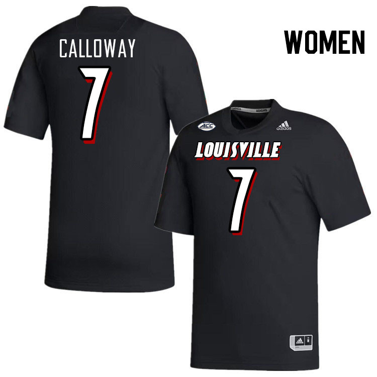 Women #7 Jimmy Calloway Louisville Cardinals College Football Jerseys Stitched-Black
